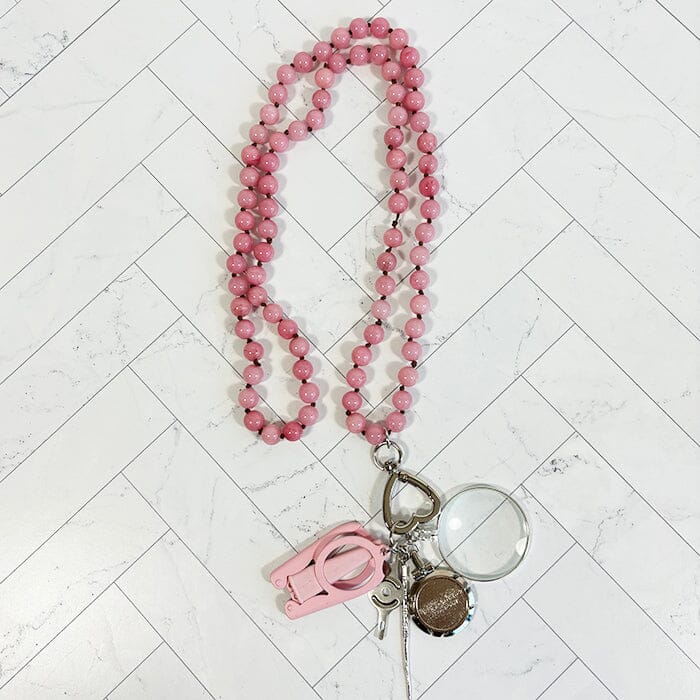 Up Up Chatelaine Gemstones Necklace - New Pink 10mm Accessories Victoria Whitson Needlepoint 