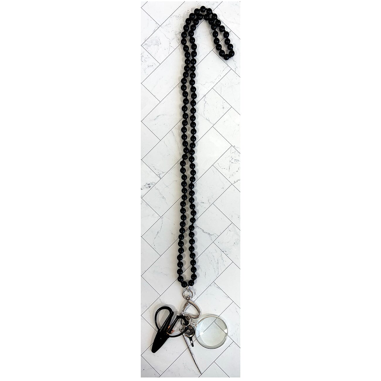 UP UP Chatelaine Necklace   Black Beads Accessories Victoria Whitson Needlepoint  - 1
