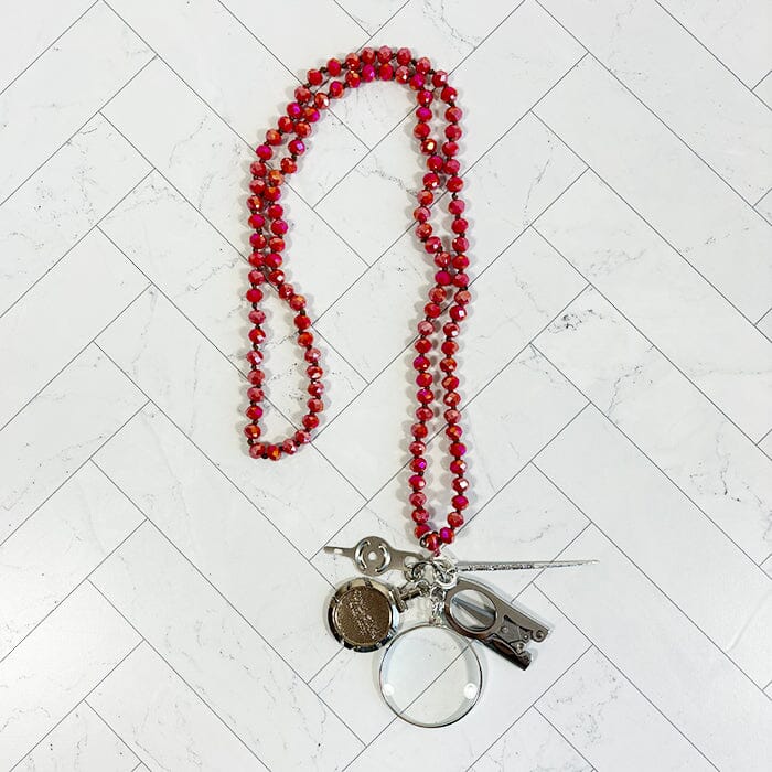 UP UP Chatelaine Necklace - Favorite Red Accessories Victoria Whitson Needlepoint 