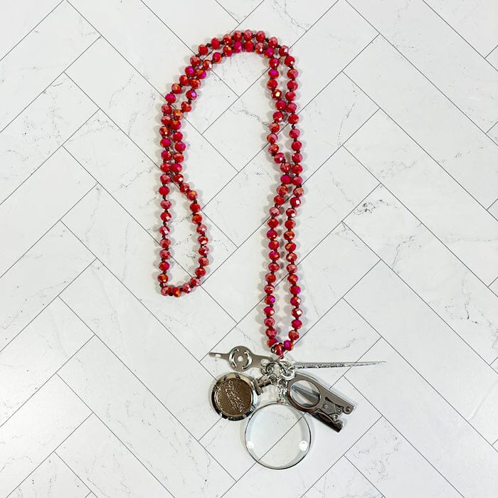UP UP Chatelaine Necklace   Favorite Red Accessories Victoria Whitson Needlepoint 
