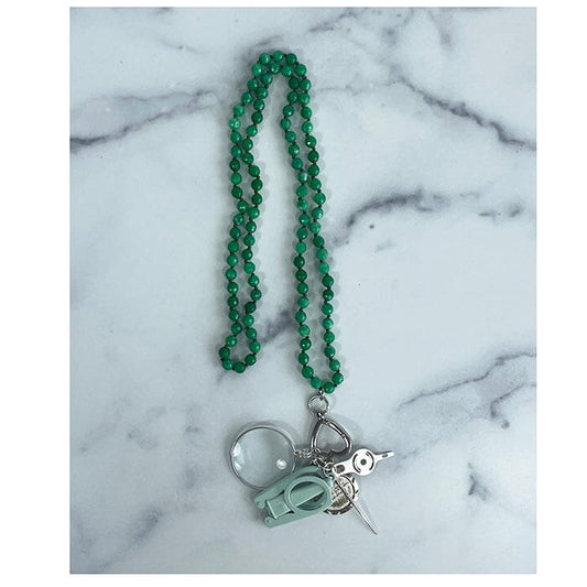 Up Up Chatelaine Necklace Gemstones - Shamrock Green Accessories Victoria Whitson Needlepoint 