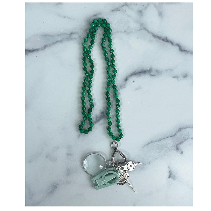 Up Up Chatelaine Necklace Gemstones   Shamrock Green Accessories Victoria Whitson Needlepoint  - 1