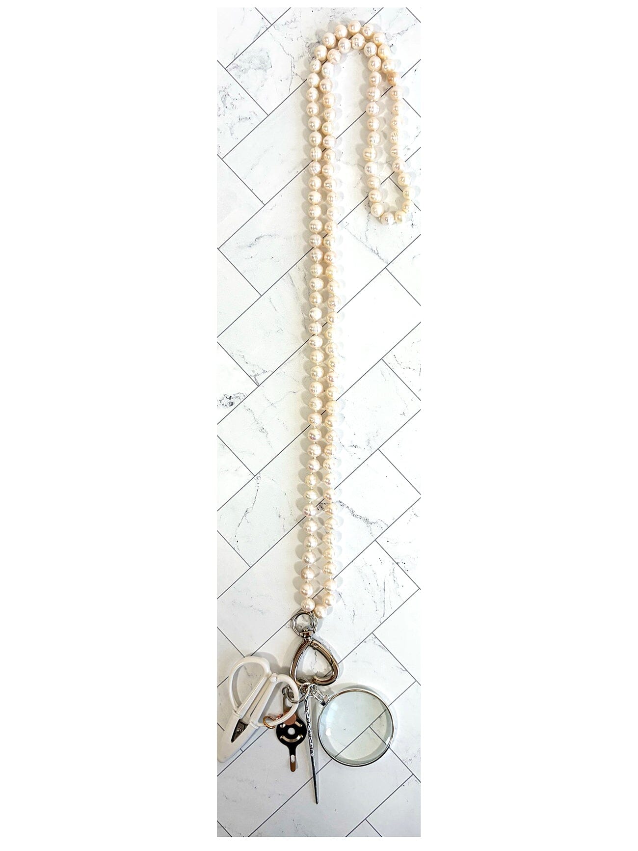 Up Up Chatelaine Necklace   Kelli's Freshwater Pearls Accessories Victoria Whitson Needlepoint  - 1