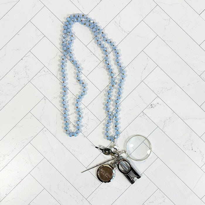 UP UP Chatelaine Necklace - Light French Blue Accessories Victoria Whitson Needlepoint 