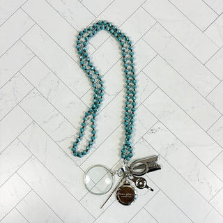 UP UP Chatelaine Necklace   Medium French Blue Accessories Victoria Whitson Needlepoint 
