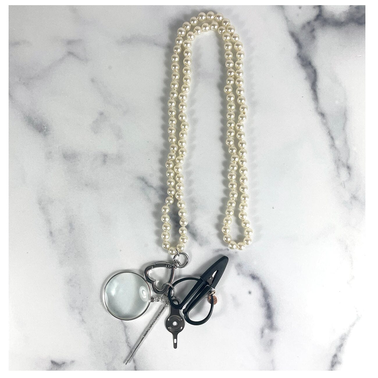 UP UP Chatelaine Necklace   Off White Glass Beads Accessories Victoria Whitson Needlepoint  - 1