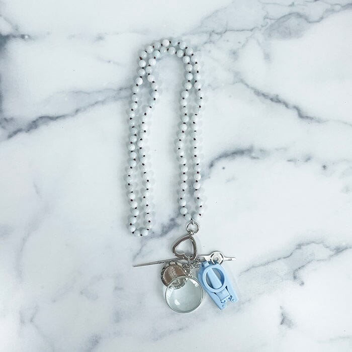 UP UP Chatelaine Necklace   Pastel Blue Accessories Victoria Whitson Needlepoint  - 1