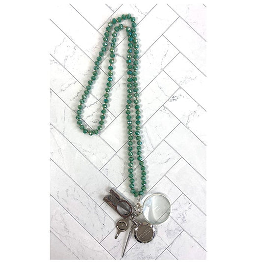 UP UP Chatelaine Necklace- Spring Green Accessories Victoria Whitson Needlepoint 