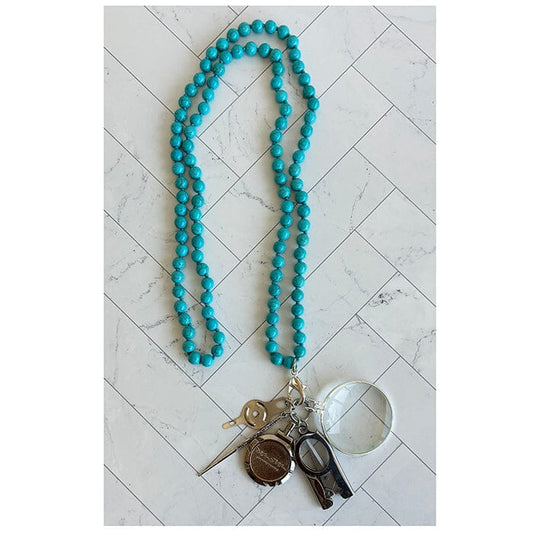 UP UP Chatelaine Necklace - Turquoise Bead Accessories Victoria Whitson Needlepoint 