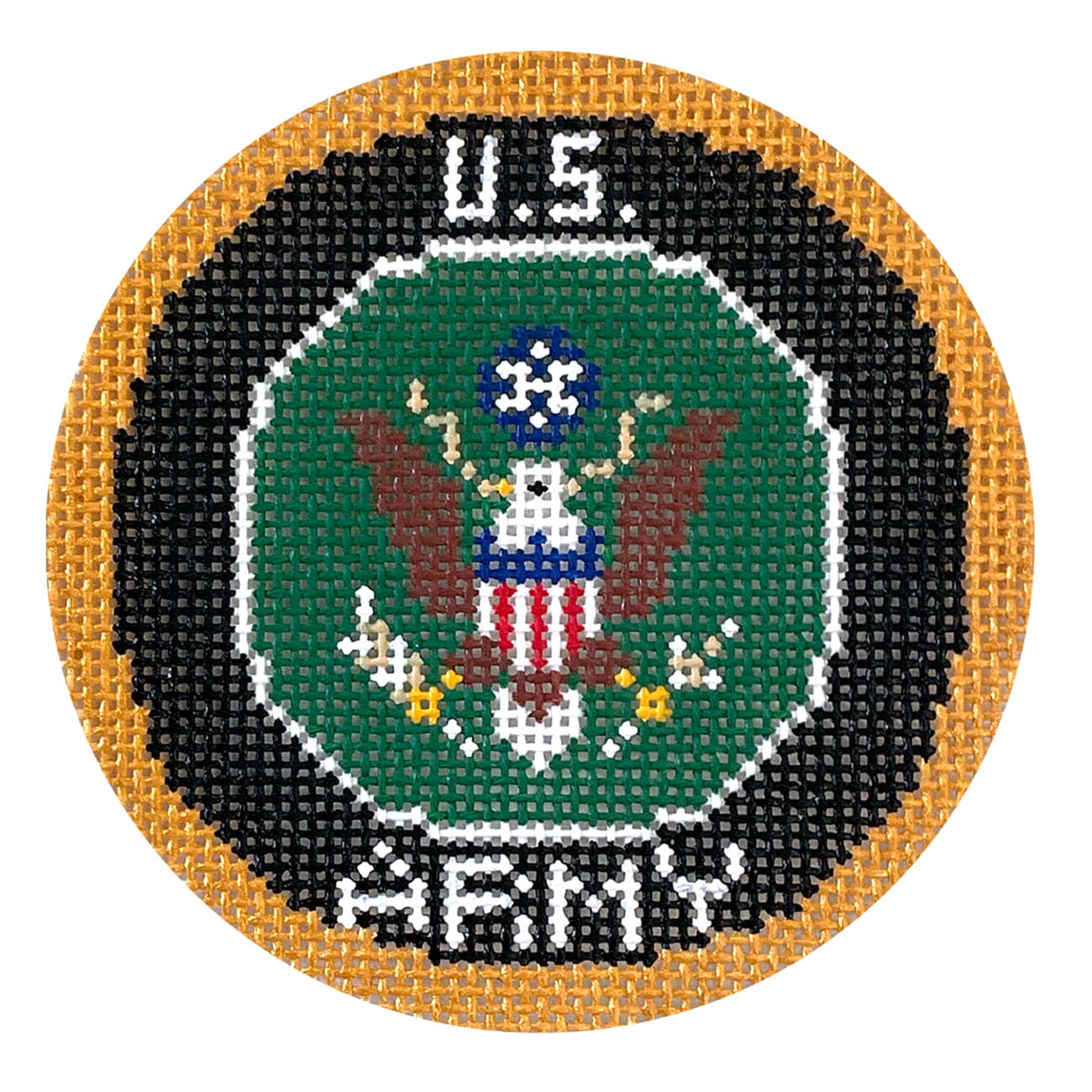 US Army 3" Round Painted Canvas Lee's Needle Art Inc.  - 1