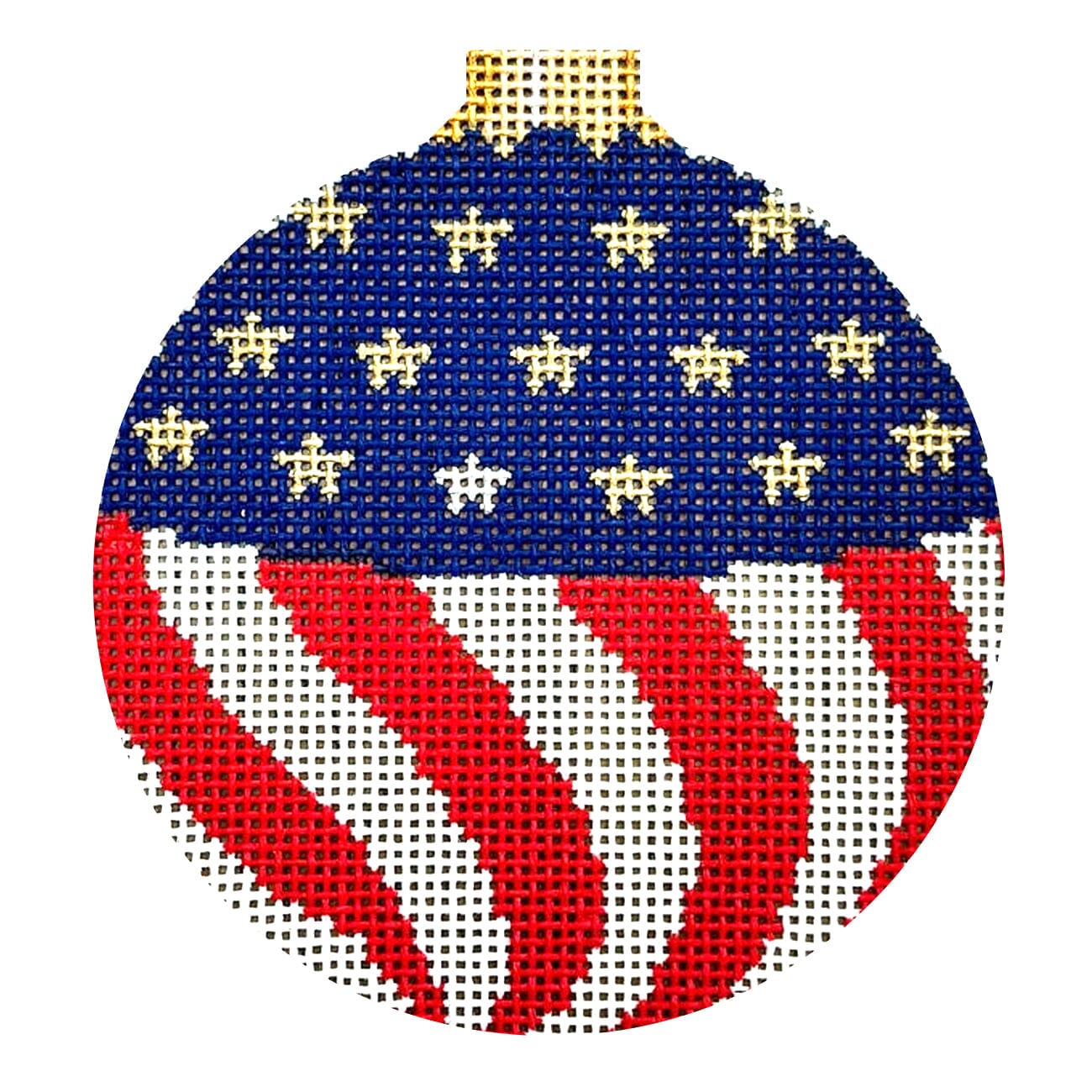 USA Flag, 3.25" Round Painted Canvas Susan Roberts Needlepoint Designs Inc.  - 1