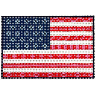 USA Quilted Flag Passport Insert Painted Canvas Rachel Barri Designs 
