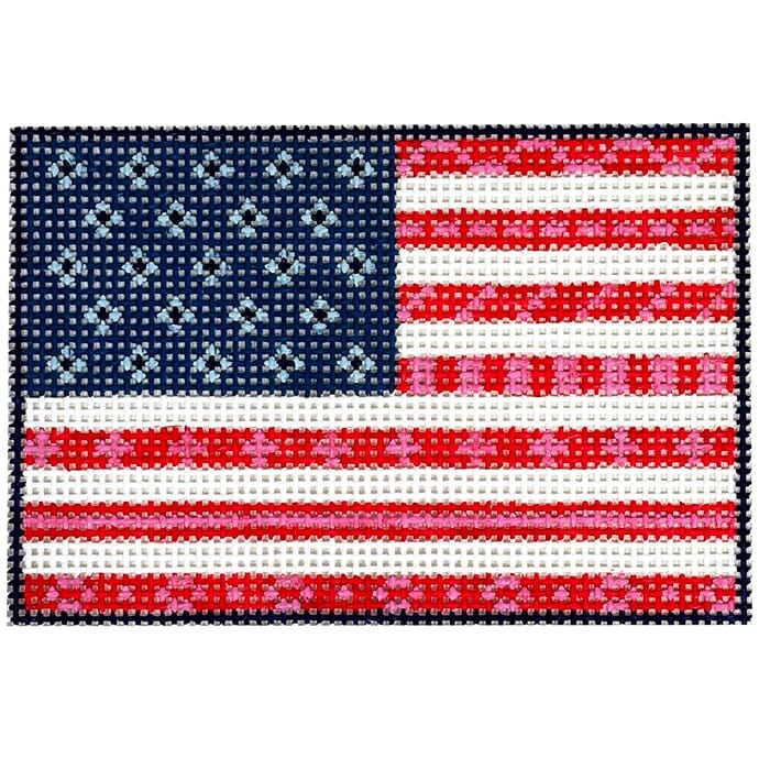 USA Quilted Flag Passport Insert Painted Canvas Rachel Barri Designs 
