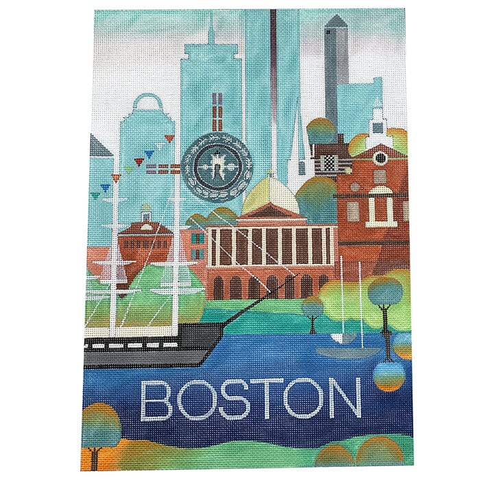 USA Travel Poster   Boston MA Painted Canvas Painted Pony Designs  - 1