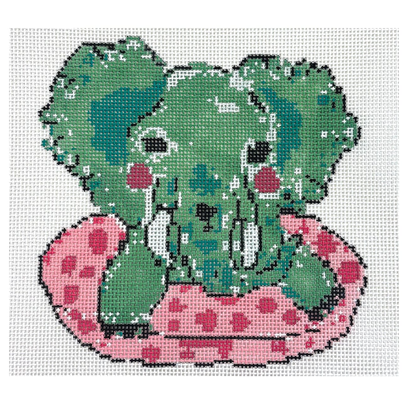 Vacation Elephant 5x5 Painted Canvas Blue Waters Needlepoint  - 1