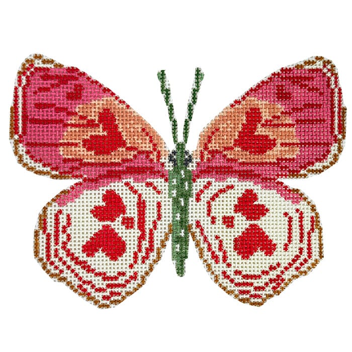 Valentine Butterfly Ornament on 18 Painted Canvas Initial K Studio  - 1