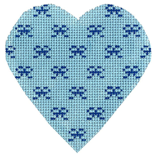 Valentines Mini Bows Heart-Blue Painted Canvas SilverStitch Needlepoint 