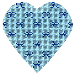 Valentines Mini Bows Heart Blue Painted Canvas SilverStitch Needlepoint 
