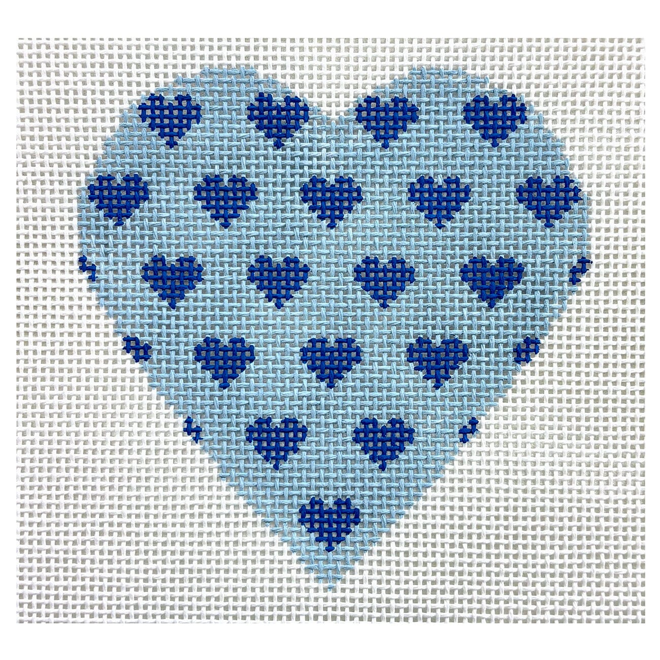 Valentines Mini Hearts   Blue Painted Canvas SilverStitch Needlepoint  - 1