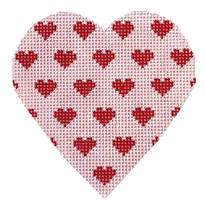 Valentines Mini Hearts Painted Canvas SilverStitch Needlepoint  - 1