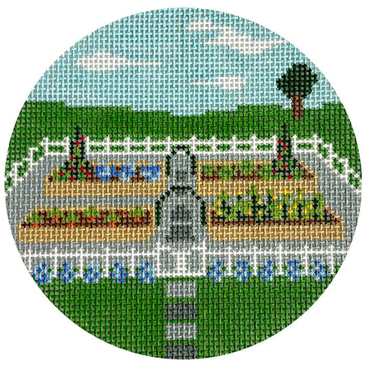 Veggie Garden Round Painted Canvas Goodpoint Needlepoint 