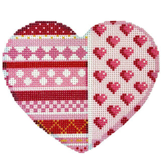 Vert. Patterns/Hearts Large Heart Printed Canvas Two Sisters Needlepoint 
