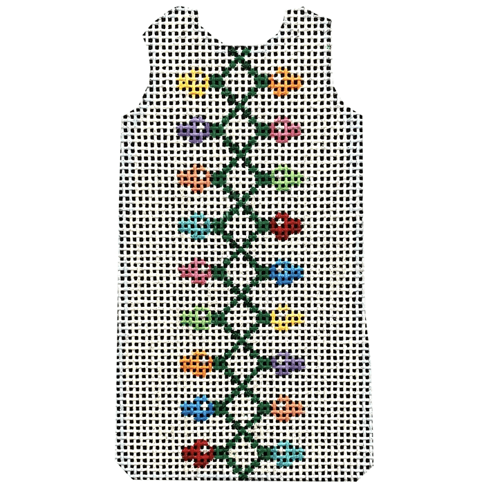 Vertical Xmas Lights Mini Shift Printed Canvas Two Sisters Needlepoint 
