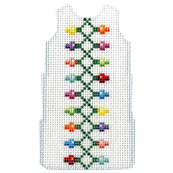 Vertical Xmas Lights Mini Shift Printed Canvas Two Sisters Needlepoint 
