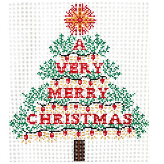 Very Merry Christmas Tree Painted Canvas Mopsey Designs 