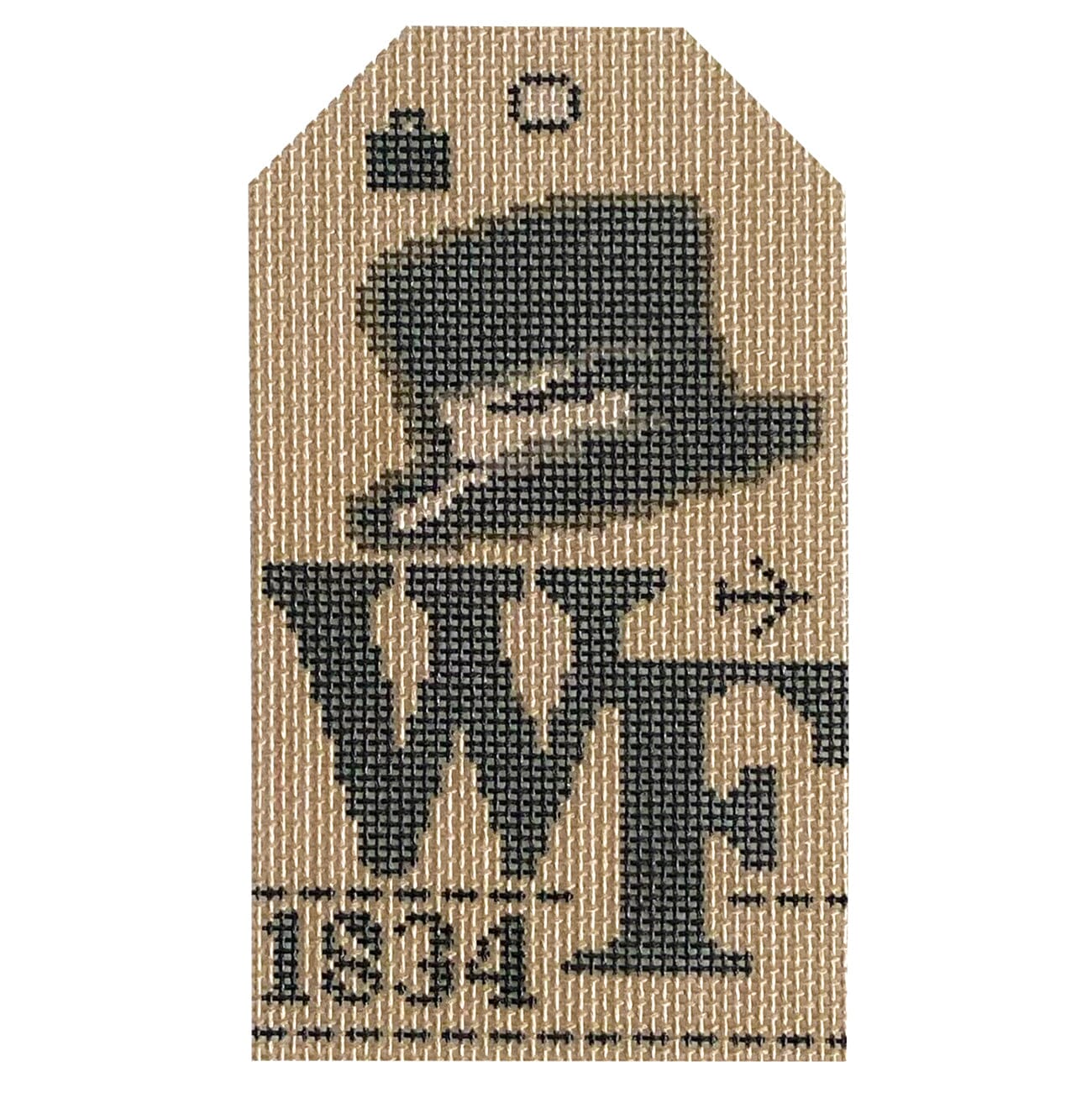 Wake Forest Collegiate Retro Travel Tag Painted Canvas Hedgehog Needlepoint 
