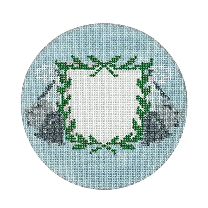 Wedding Bells Crest Round Painted Canvas KCN Designers 
