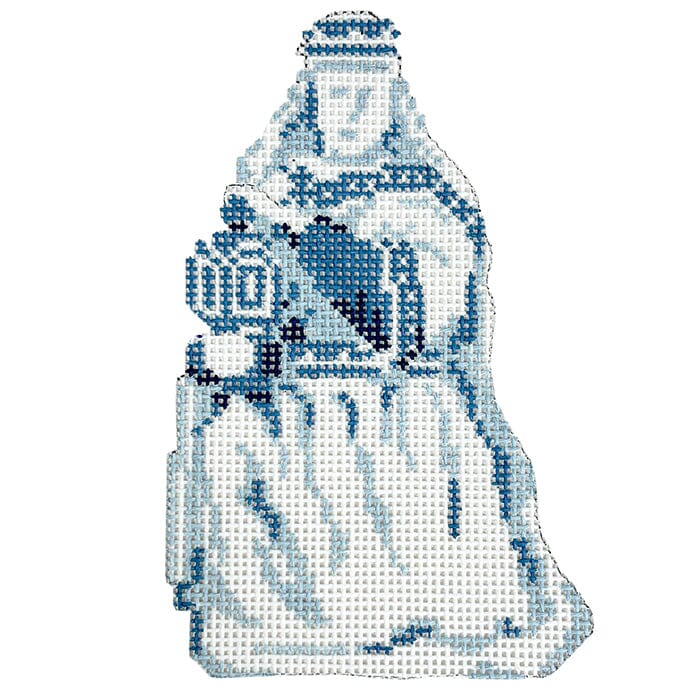 Wedgewood Nativity Sitting Wiseman Painted Canvas The Gingham Stitchery  - 1