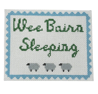 Wee Bairn Sleeping   Blue Painted Canvas Goodpoint Needlepoint 
