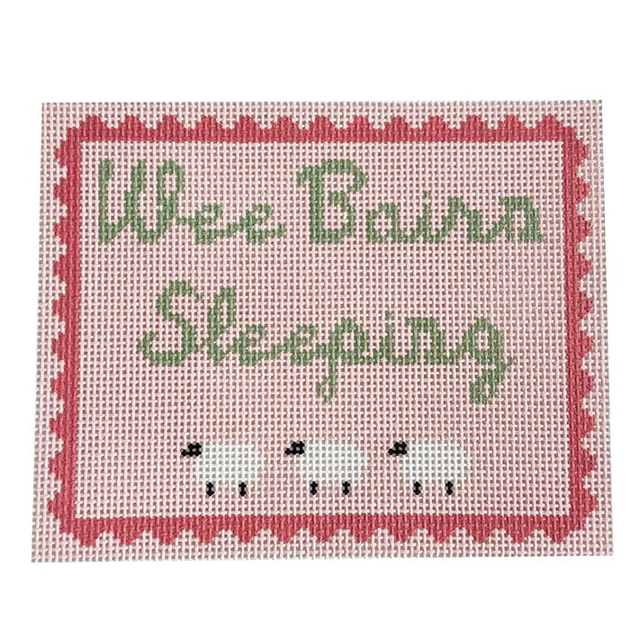 Wee Bairn Sleeping   Pink Painted Canvas Goodpoint Needlepoint 

