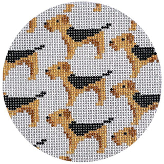 Welsh Terrier Repeat Round Painted Canvas Mopsey Designs 
