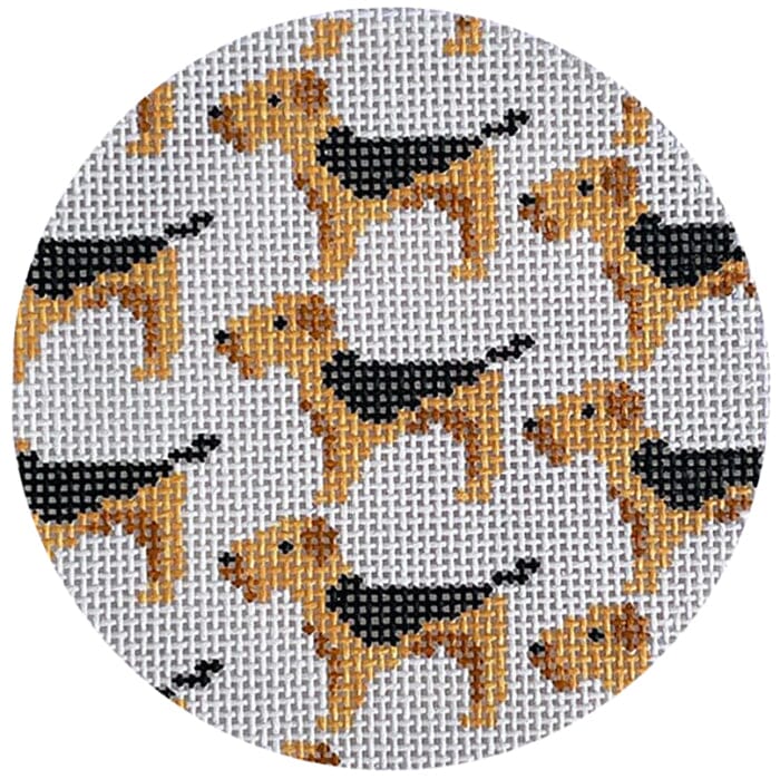 Welsh Terrier Repeat Round Painted Canvas Mopsey Designs 
