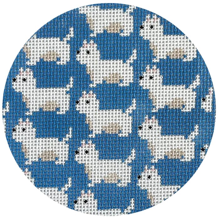 West Highland Terrier Repeat Round Painted Canvas Mopsey Designs  - 1