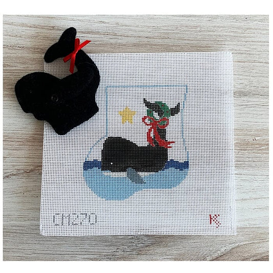 Whale Mini Sock with Whale Insert Painted Canvas Kathy Schenkel Designs 