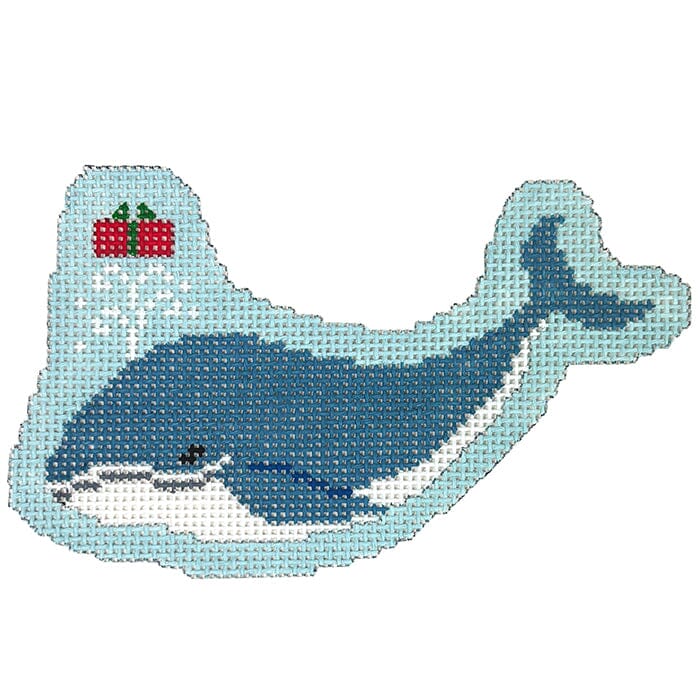 Whale Sprouting Present Painted Canvas Susan Roberts Needlepoint Designs Inc. 
