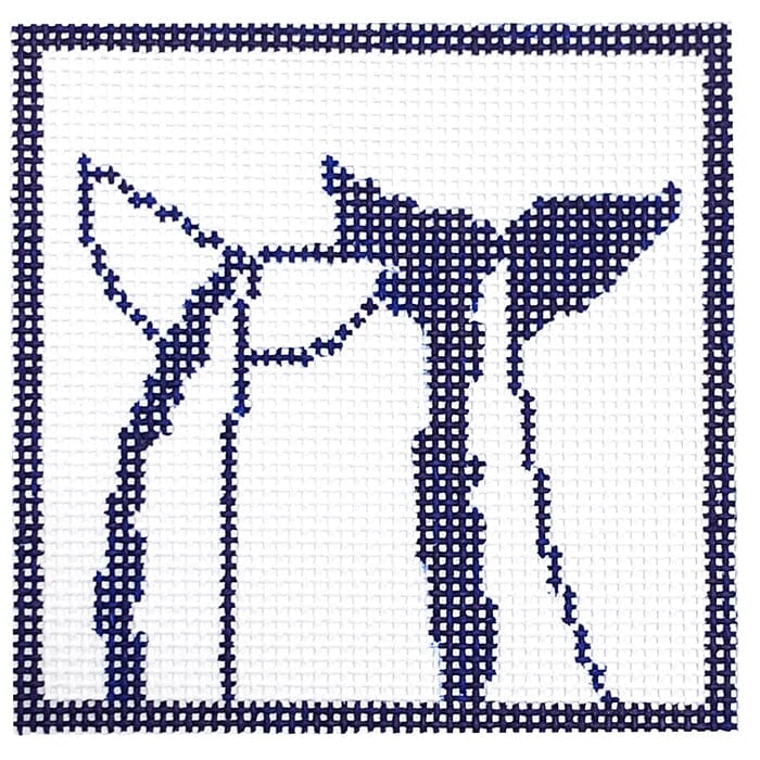 Whales Tails Painted Canvas Alice & Blue 
