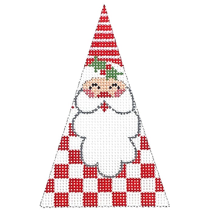 White and Red Checkered Santa - Triangle Painted Canvas Danji Designs 