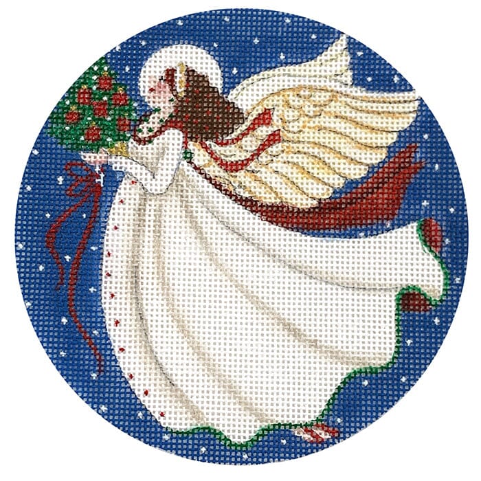 White Angel with Bouquet Ornament Painted Canvas Melissa Shirley Designs 