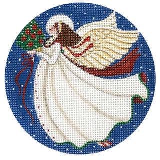 White Angel with Bouquet Ornament Painted Canvas Melissa Shirley Designs 

