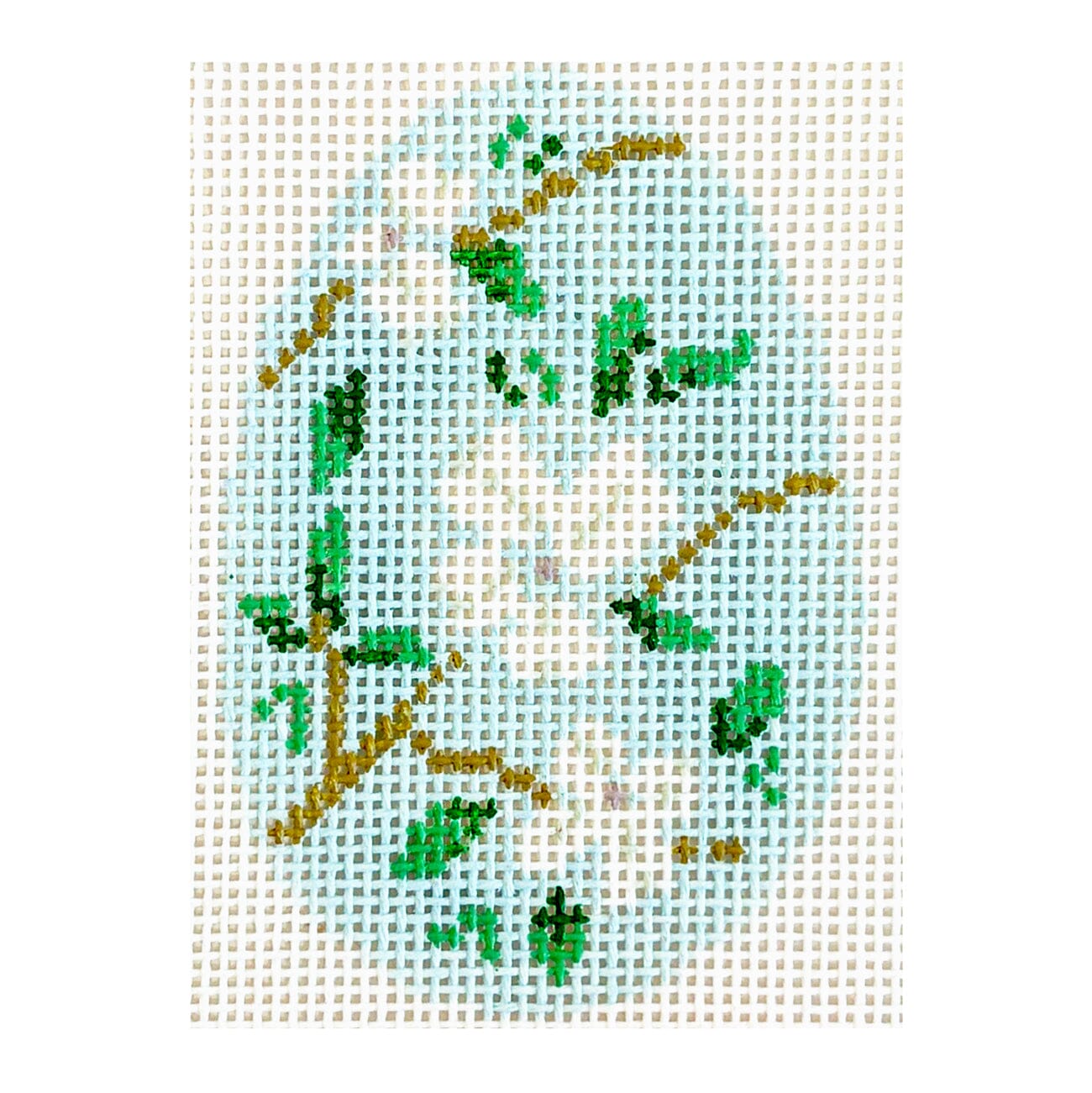 White Floral Egg Painted Canvas Camilla Moss  - 1