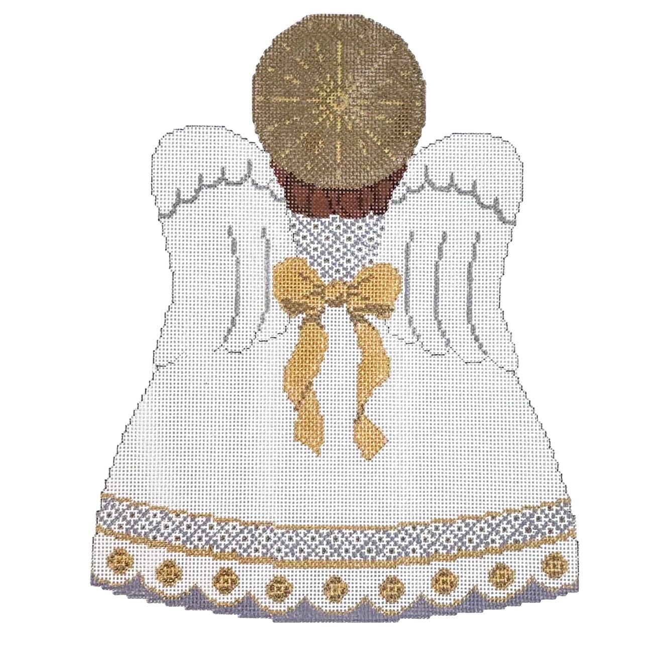 White & Gold, Angel Tree Topper, Back Only Painted Canvas Susan Roberts Needlepoint Designs Inc.  - 1