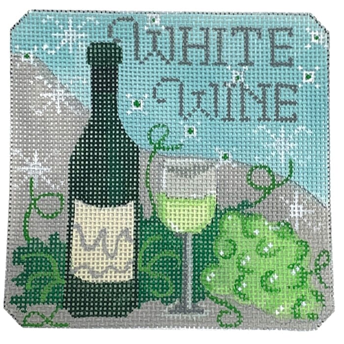 White Wine Coaster Painted Canvas Danji Designs  - 1