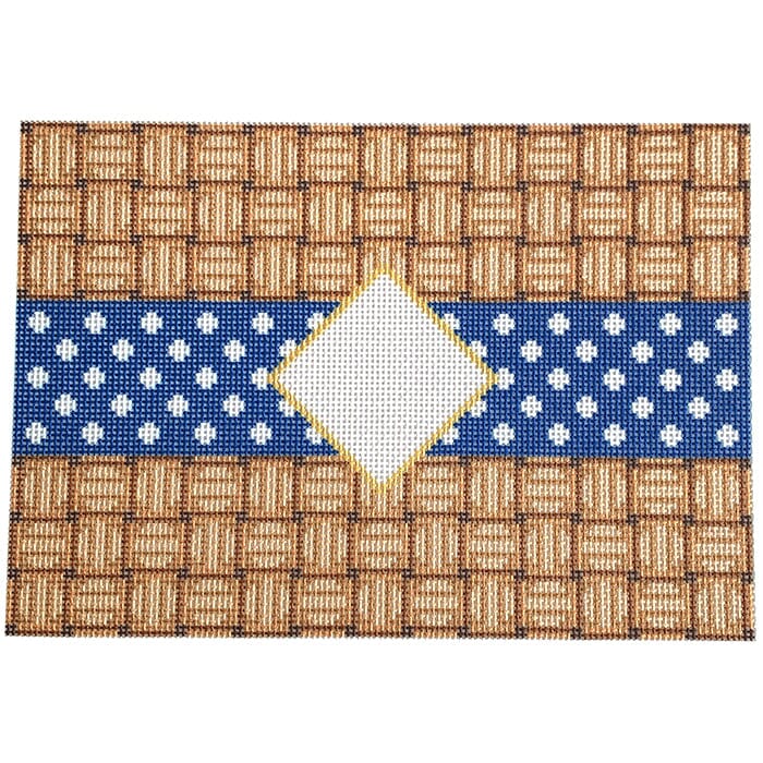 Wicker/Dot/Mono Clutch Navy Printed Canvas Two Sisters Needlepoint 