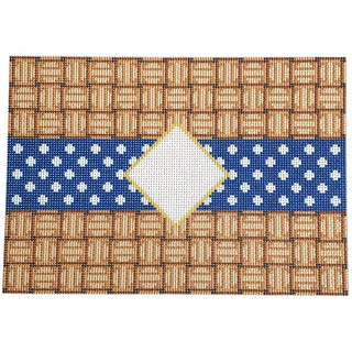 Wicker/Dot/Mono Clutch Navy Printed Canvas Two Sisters Needlepoint 
