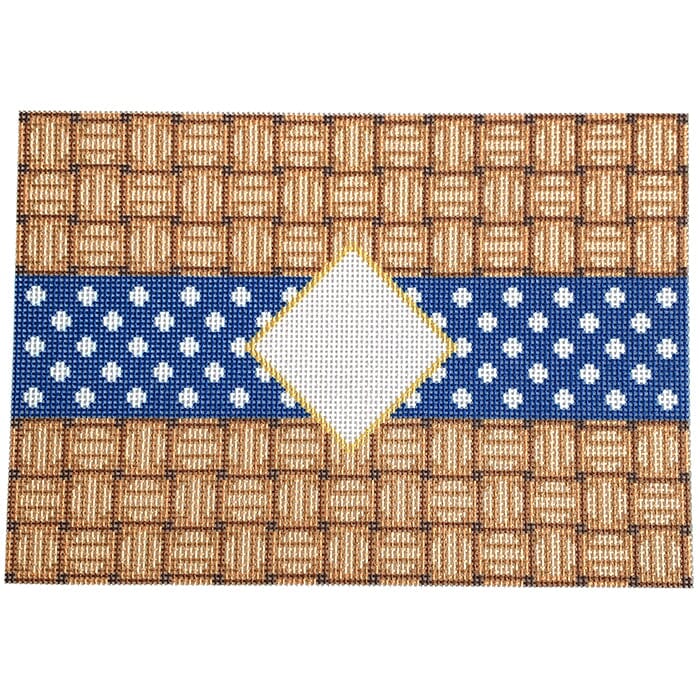 Wicker/Dot/Mono Clutch Navy Printed Canvas Two Sisters Needlepoint 
