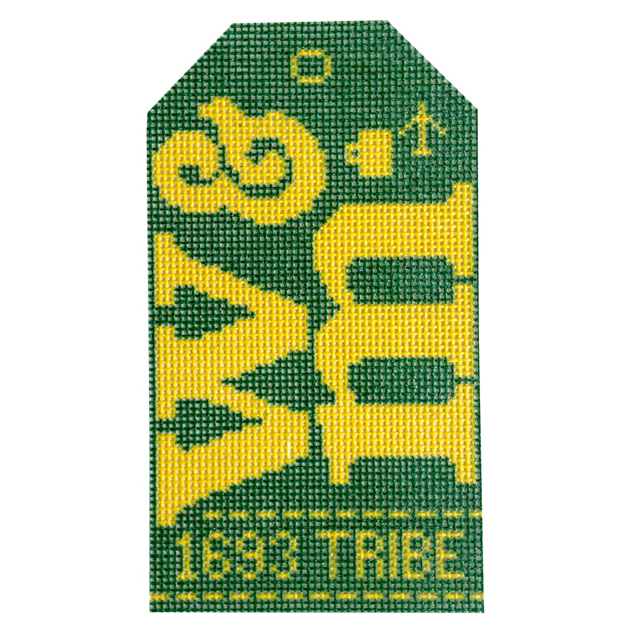 William and Mary Collegiate Retro Travel Tag Painted Canvas Hedgehog Needlepoint  - 1